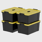 95Qt*4 Durabilt Flip Lid Stackable Heavy Duty Tough Storage Container Tote, Plas