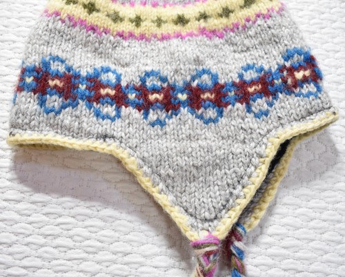 Beanie Hat 100% Wool Nepal Cap Earflap Fleece Lined Sherpa Nordic Fair Isle Knit - Picture 2 of 19