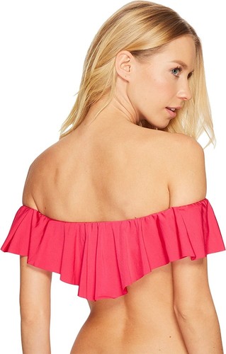 Trina Turk 263899 Women's Flutter Bandeau Fuchsia Bikini Top Swimwear Size 12 - Picture 3 of 3