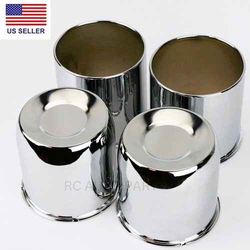 2 Open 2 close Chrome Center Caps Push Thru For Trailer rims 4.25" Center Bore - Bild 1 von 4
