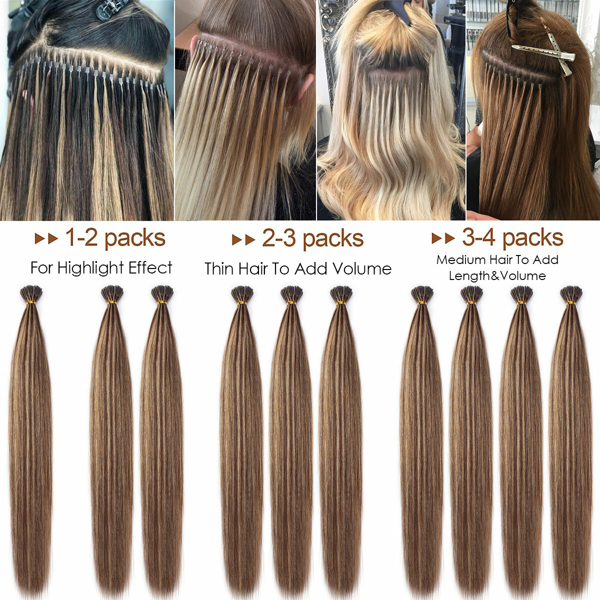 I-Tip Stick 100% Remy Human Hair Extensions Pre Bonded Keratin Fusion Thick 200G - Picture 5 of 25