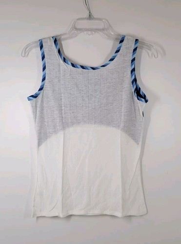 Vtg Bill Rodgers Blue White Striped Cotton Blend Tank Top Women Sz Small USA NOS - Picture 6 of 7