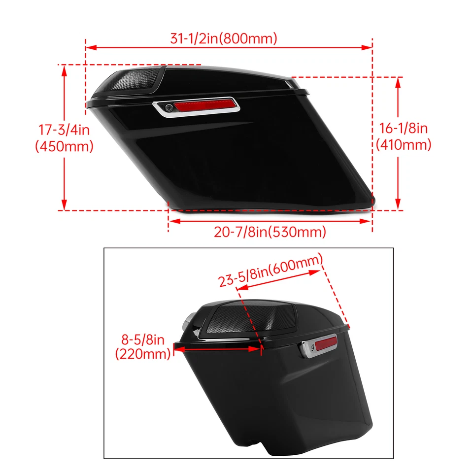 For 93-13 Harley Touring CVO 4" Stretched Hard Saddlebags with 5x7 Speaker Lids - Image 2 of 4