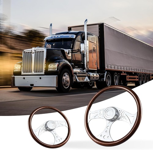 Versatile 18-Inch Wooden Steering Wheel Ideal for Kenworth, Peterbilt, Volvo - Picture 8 of 8