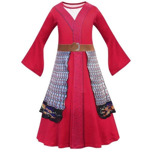 Girls Hua Mulan Costume Red Cosplay Party Fancy Dress Halloween Outfit Clothes - Picture 4 of 10