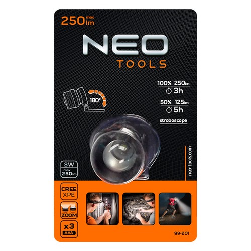 Faro 250 lúmenes, zoom, CREE XPE, 3xAAA - Imagen 7 de 7