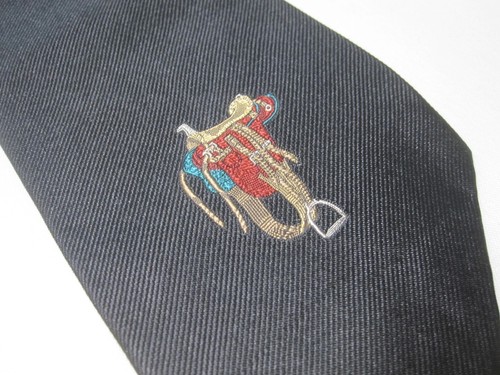 Vintage Polo Ralph Lauren Equestrian Belt Stripe Embroidered 100% Silk Tie - Picture 23 of 23