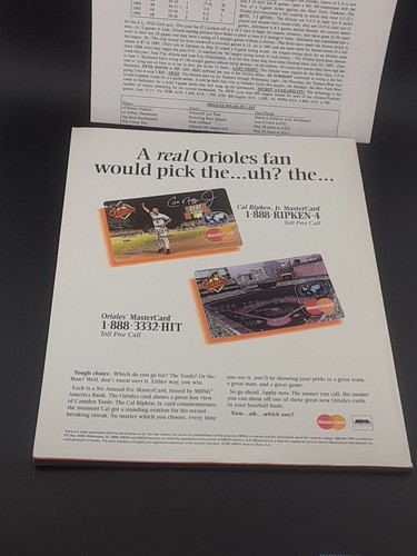 Orioles Magazine June 15 1998 Game program Yankees Eddie Murray Jersey of - Picture 6 of 8