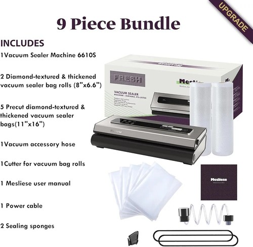 Vacuum Sealer Machine Powerful 90Kpa Precision 6-in-1 Compact Food Preservation - Picture 7 of 7