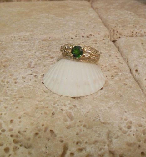 Anillo Banda Diamante Diópsido Cromo Oro Amarillo 14k ¡Una Gran Idea de Regalo! - Imagen 2 de 5