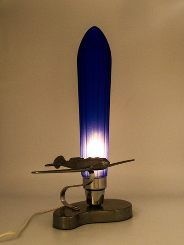 Lámpara de mesa de avión zarzaparrilla Dakota DC 3 estilo Art Déco años 70 - Imagen 5 de 8