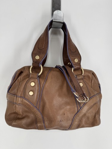 Borsa a mano vintage Y2k BCBG MaxAzria marrone morbida vera pelle borsa borchie zip - Foto 12 di 17