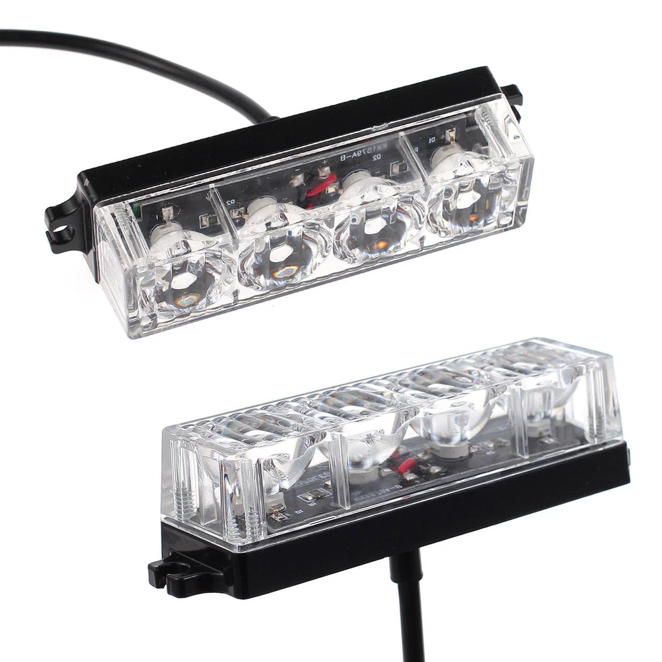 4 Led 12/24V Stroboscopica Arancione Luce Emergenza Auto SUV Camion Allarme - Immagine 4 di 4