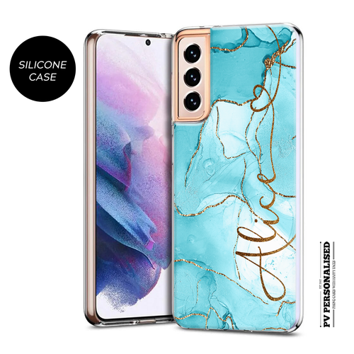 Funda de silicona personalizada con nombre de mármol para Samsung S24 S23 S22 S21 - Imagen 15 de 15
