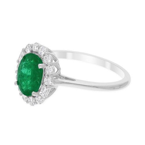 1.85 TCW Kunstdiamanten Grown Cvd Diamant Sambianischer Smaragd Ring 18k Weiß - Bild 4 von 7