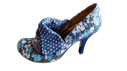Irregular Choice Flick Flack Blue Floral Multi High Heel Shoe Women Sz 39 6 - Picture 2 of 12