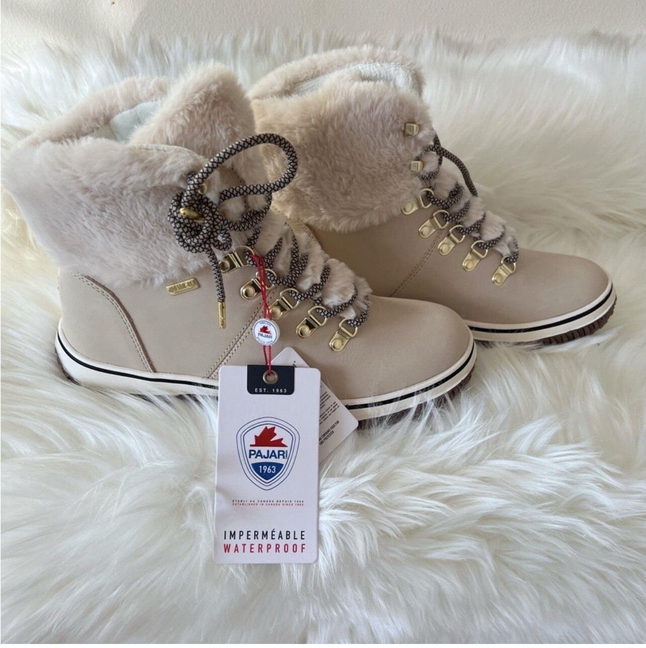 Pajar Canadá Mujeres Impermeables Botas de INVIERNO Cuero de Avena Superior Talla 8.5 Nuevas con etiquetas