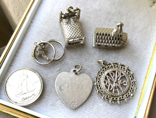 Vintage Charms SWEETHEARTS STERLING LOT Honeymoon Wedding Happy Days