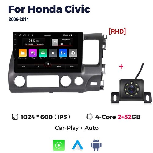 For 2006-2011 Honda Civic Head Unit Apple CarPlay Android 13.0 Stereo Radio Cam - Picture 21 of 24