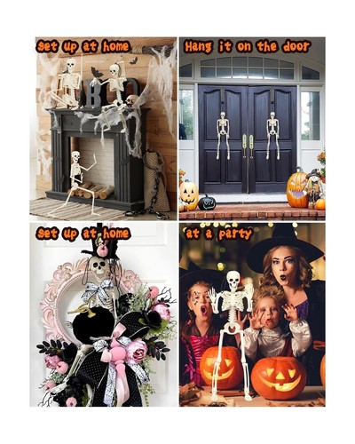 5 Pack Skeletons Halloween Decorations,16in Full Body Posable Joints Hallowee... - Picture 5 of 8