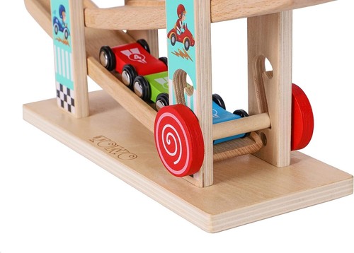 Wooden Car Ramp Race Track Toy Toddler Car Playset Replacement Cars 4 Cars - Picture 5 of 6