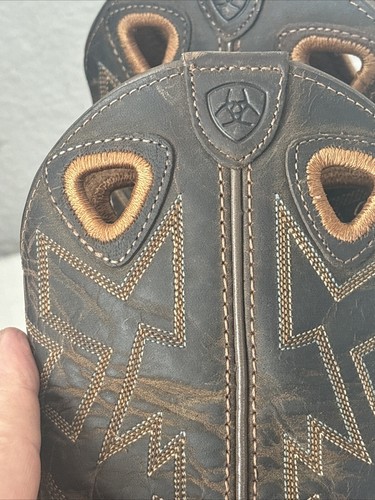 Ariat Charger Brown Leather Square Toe Cowboy Boots Style 10010910 Youth Size 12 - Picture 8 of 8