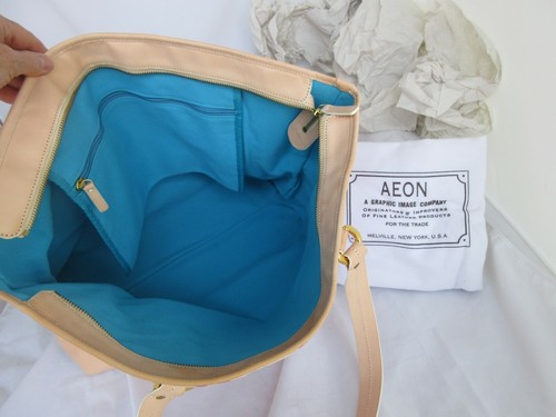 Borsa grande immagine grafica AEON stampa lino e pelle vachetta NUOVA - Foto 7 di 7