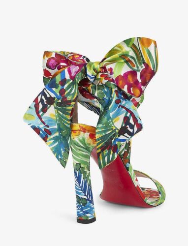 Christian Louboutin Multi Crosse Du Desert Crepe Satin Fleur Sandaletten 37,5 - Bild 11 von 11