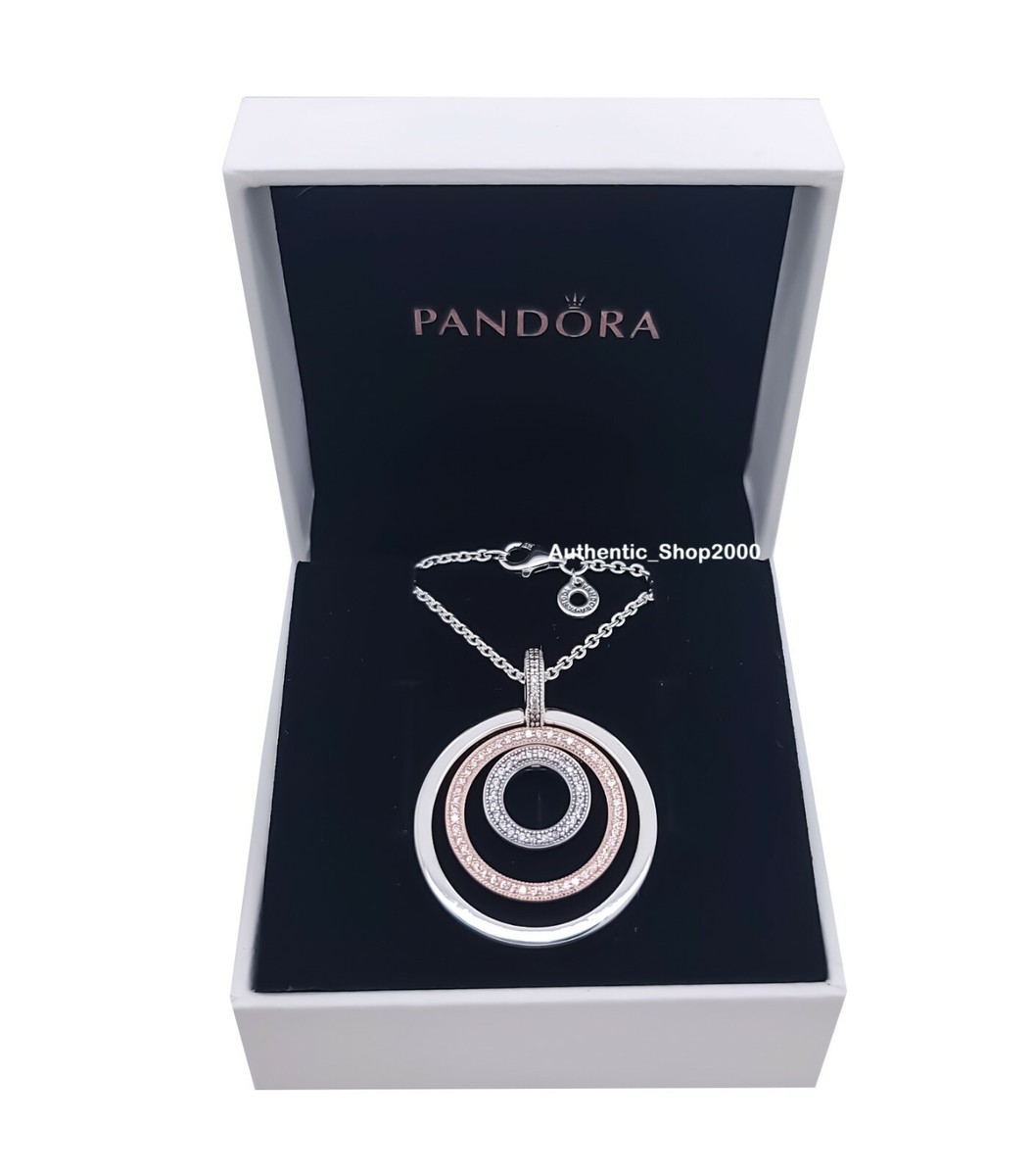 NEW 100% Authentic PANDORA Logo Two-tone Circles Pendant