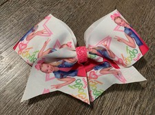 JoJo Siwa white pink neon glitter cheer hair bow guc birthday party