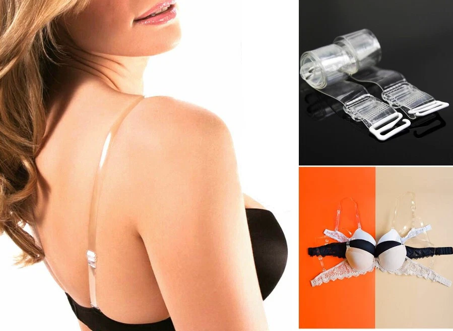 5/2/1 Pairs Clear Invisible Transparent Bra Straps Adjustable Detachable Hook UK - Image 1 of 1