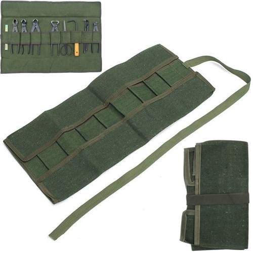 10 Pockets Canvas Spanner Wrench Tool Roll Up Storage Bag Organizer Pouches Case - Picture 2 of 12