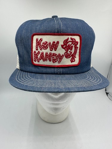 Vtg Kow Kandy K-Products Hat Livestock Cattle Feed Big Patch Retro Cap Mesh Snap - Picture 2 of 8