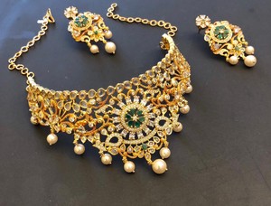 Ethnic-Indian-Fashion-Jewelry-1-Gram-Gold-Necklace-Earrings-Set-Free-Shipping
