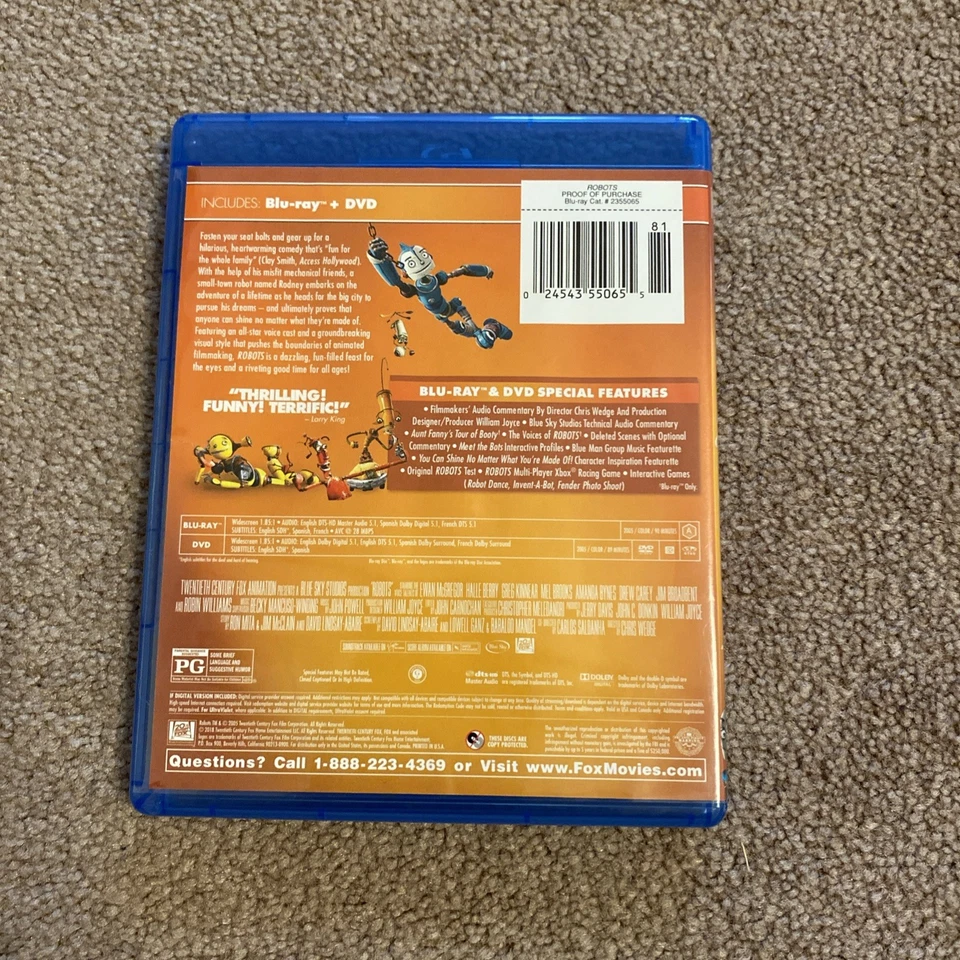 Robots (Blu-Ray/DVD Combo, 2018) Tested & Works Foto 3 de 4