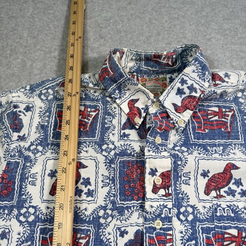 Vintage Reyn Spooner Hawaii Poloshirt Herren L Aloha Vogel Flagge Blumenmuster - Bild 9 von 13