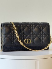 Dior Caro Pouch with Chain Black Supple Cannage Calfskin Bag