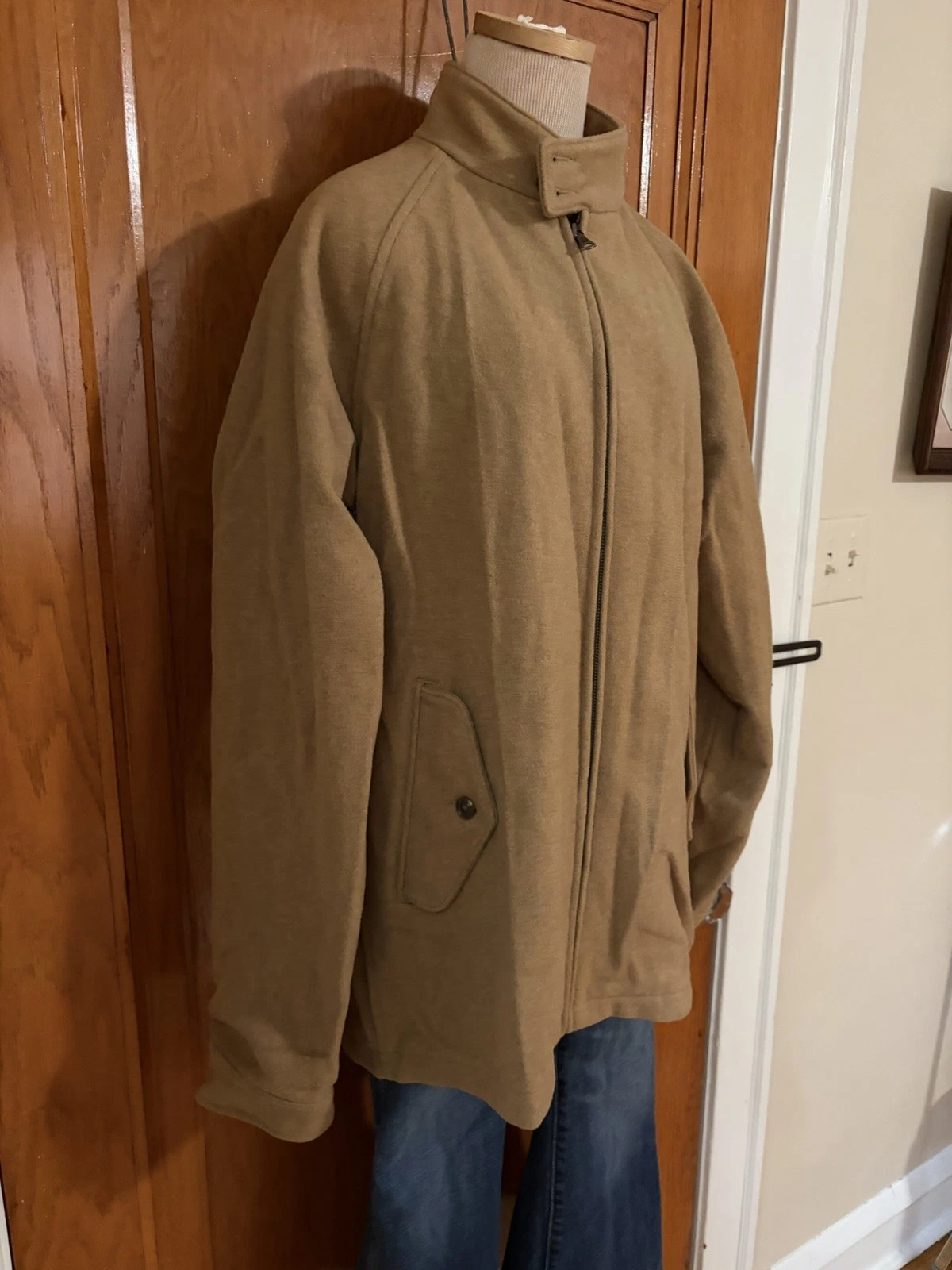 Vintage Polo Ralph Lauren Wool Harrington Jacket Mens Large Camel Tan Full Zip - product detail image 2