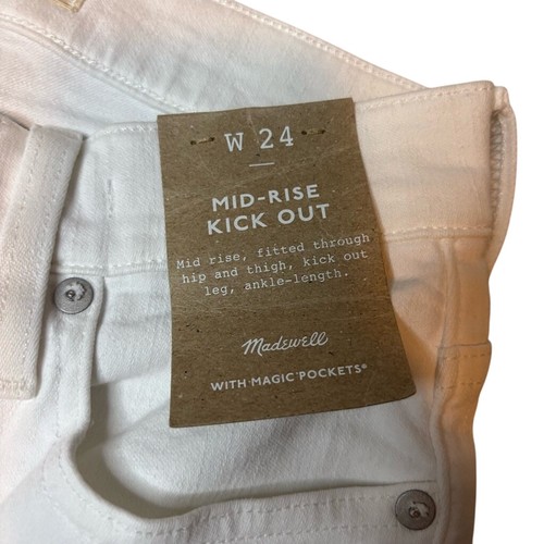 Pantalones de mezclilla Madewell blancos acampanados talla 24 tiro medio elásticos nuevos con etiquetas - Imagen 9 de 11