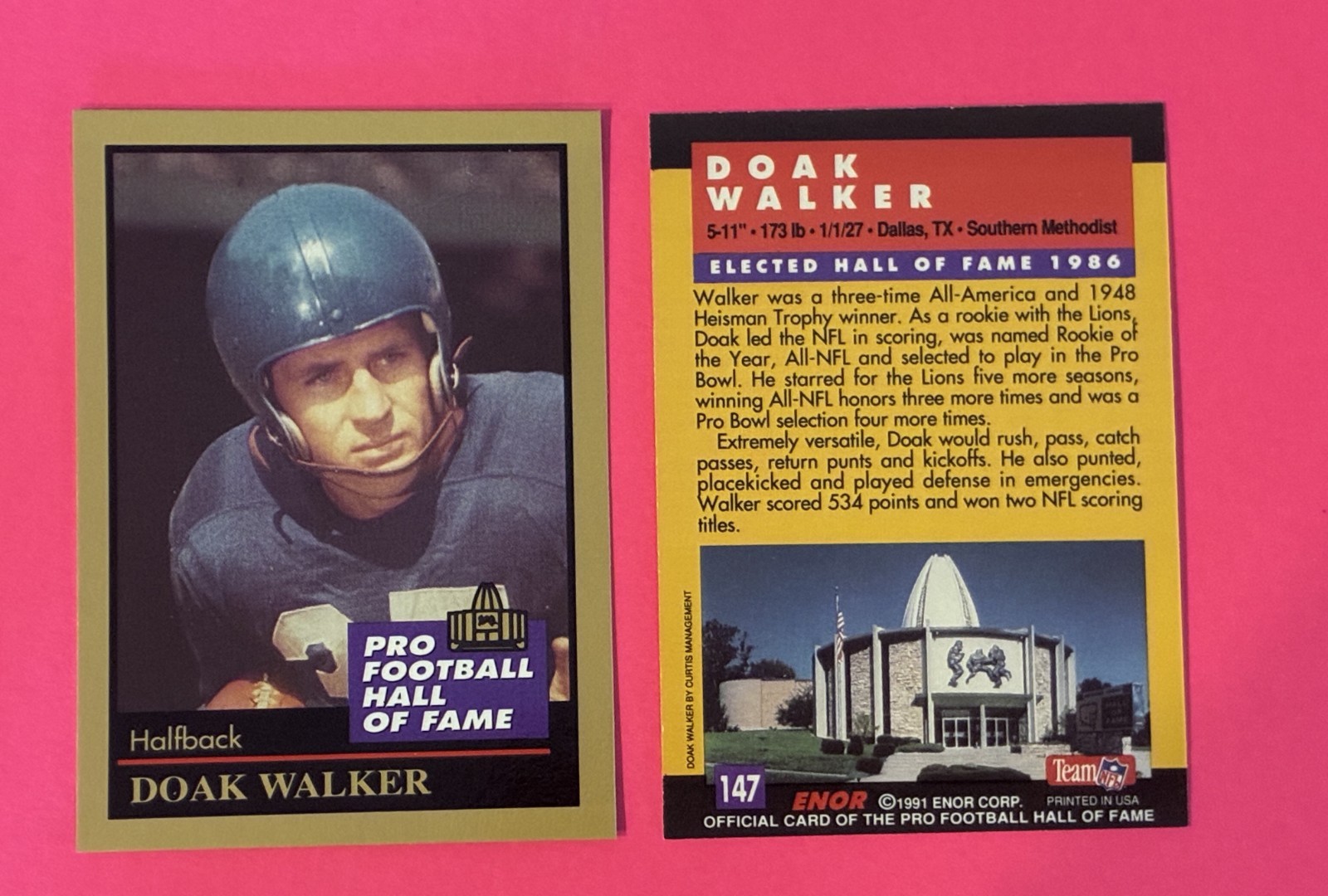 1991 Enor Pro Football Hall of Fame #147 Doak Walker