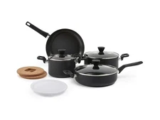 Amazon Basics 10pc Hard Anodized Nonstick Stackable Cookware Set Black PFOA-Free