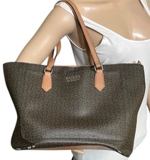 Guess Los Angeles Brown Logo Tote Bag