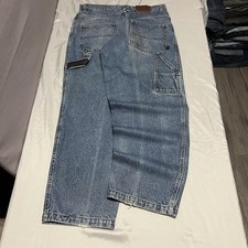 Sollo Collection Jeans Mens 36x32 Blue Wash Relaxed Wide Leg Carpenter Denim