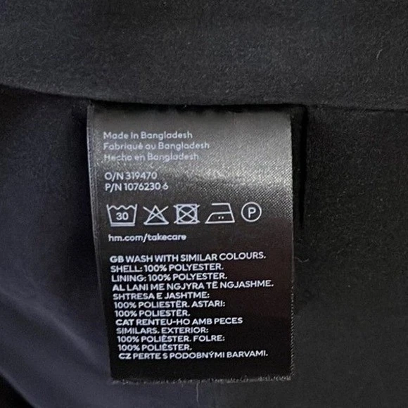 Abrigo largo chaqueta H&M para mujer XS gris negro a cuadros guinga mezcla de lana Foto 3 de 4