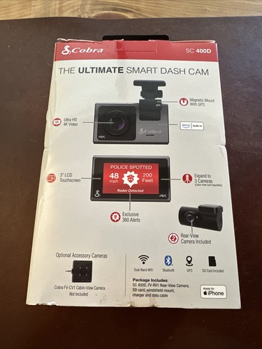 New Cobra SC 400D Dash Cam with Front View Camera - Black - SEALED - Picture 2 of 2