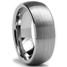Tungsten Carbide Men's Dome Brushed Wedding Band Comfort Fit Ring
