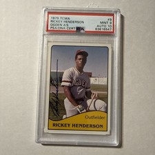 1979 TCMA #9 Rickey Henderson Ogden A’s PSA 9 Auto PSA 10