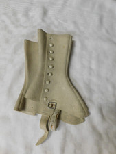 Antique 1 Pr Button Felt Spats - Cream Child's DAMAGE 