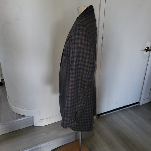 Holland & Sherry Plaid Blue Wool Blazer Balani Suit Jacket 42 Office Career - Picture 3 of 9