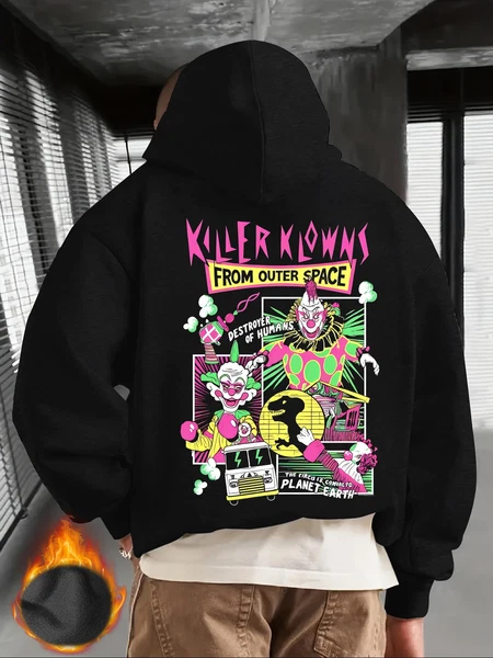Men's Killer Klowns from Outer Space Graphic Hooded Sweatshirt - Retro Horror Mo